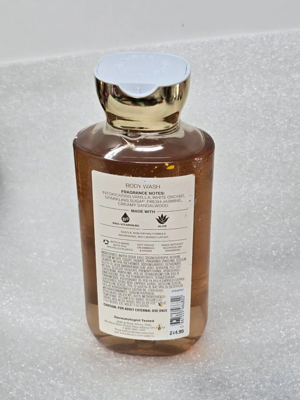 Bath & Body Works Warm Vanilla Sugar Body Wash 10 Oz With Pro-Vitamin B5 & Aloe